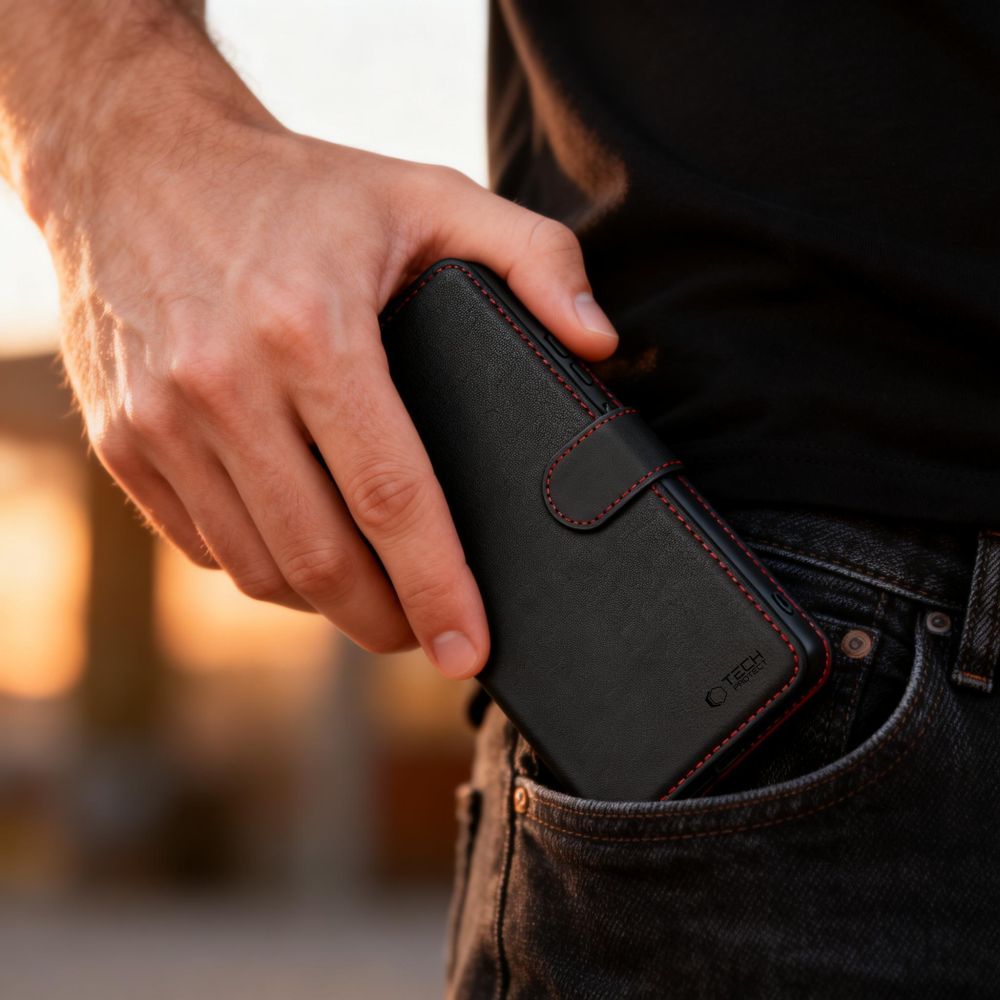 coque samsung galaxy a57 5g tech protect wallet noir rouge