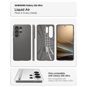coque liquid air pour samsung galaxy s26 ultra spigen gris marbré