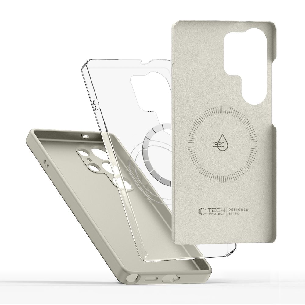 coque silicone magsafe pour samsung galaxy s26 ultra tech protect latte cosmique