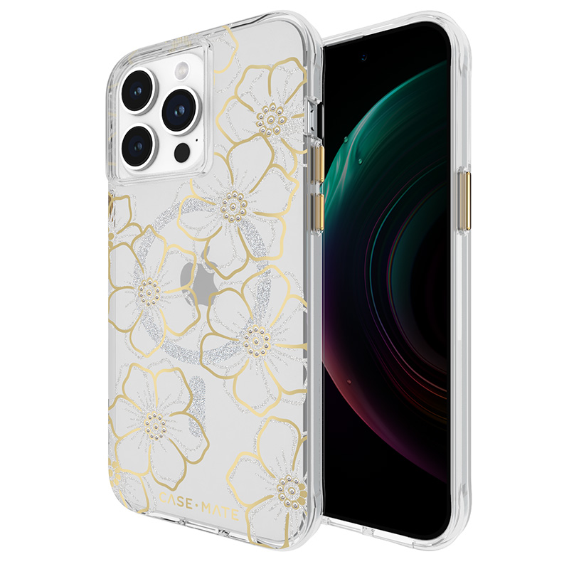 coque iphone 15 pro max floral gems magsafe case mate or
