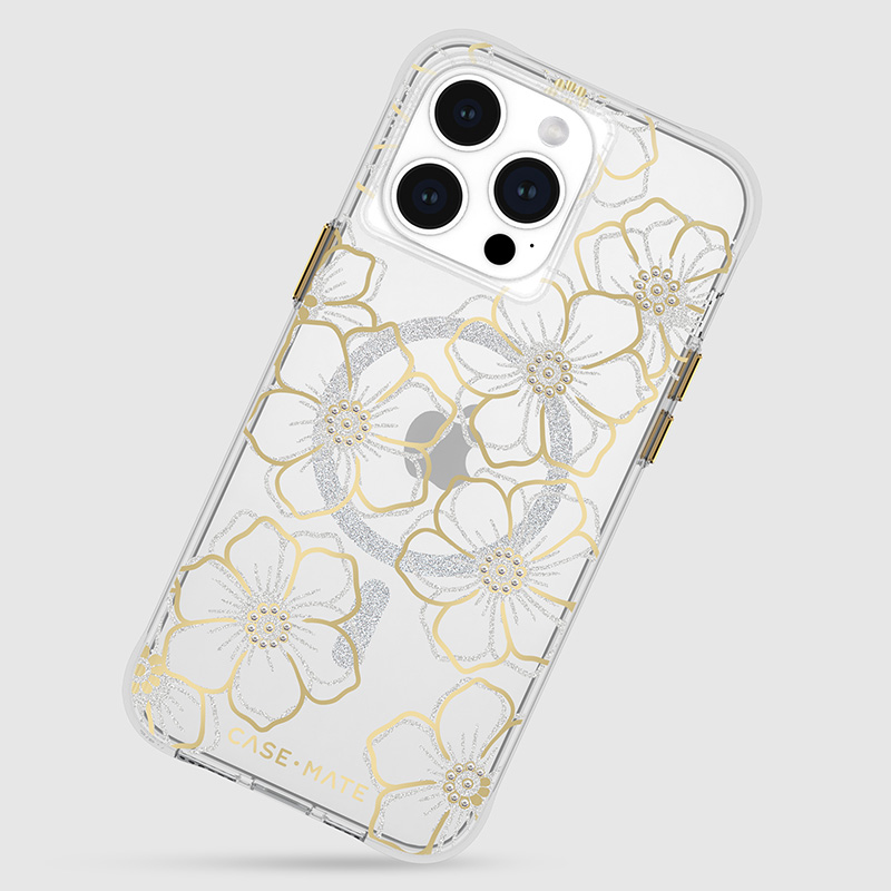 coque iphone 15 pro max floral gems magsafe case mate or