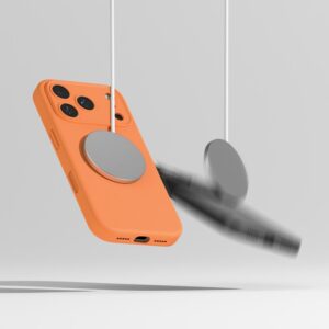 coque silicone magnetic magsafe pour iphone 17 pro ringke orange mandarine