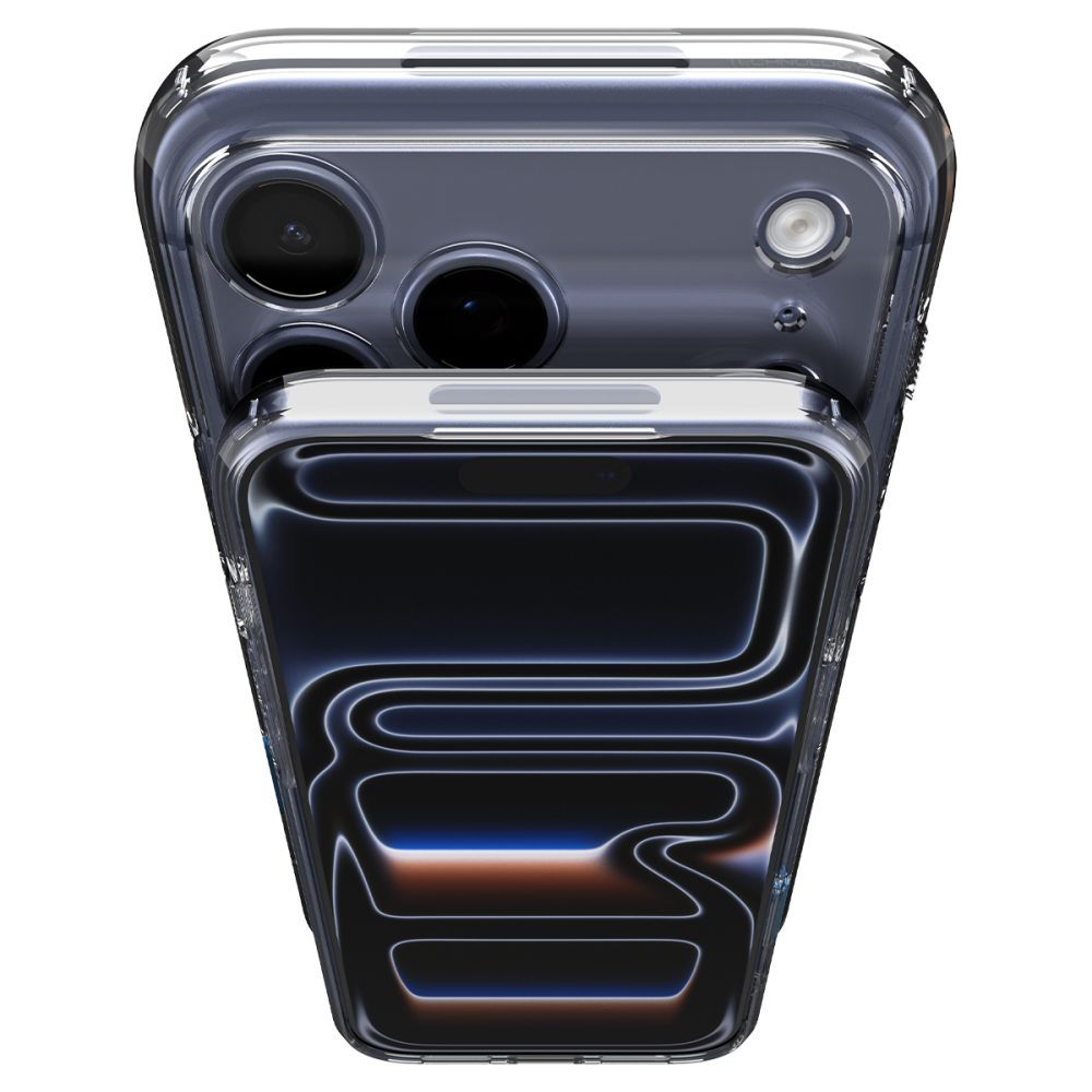 coque ultra hybrid ”t” mag magsafe pour iphone 17 pro spigen bleu mat