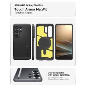 coque tough armor magsafe pour samsung galaxy s26 ultra spigen noir