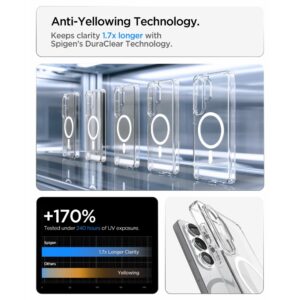 coque ultra hybrid magsafe pour samsung galaxy s26 ultra spigen transparent/blanc