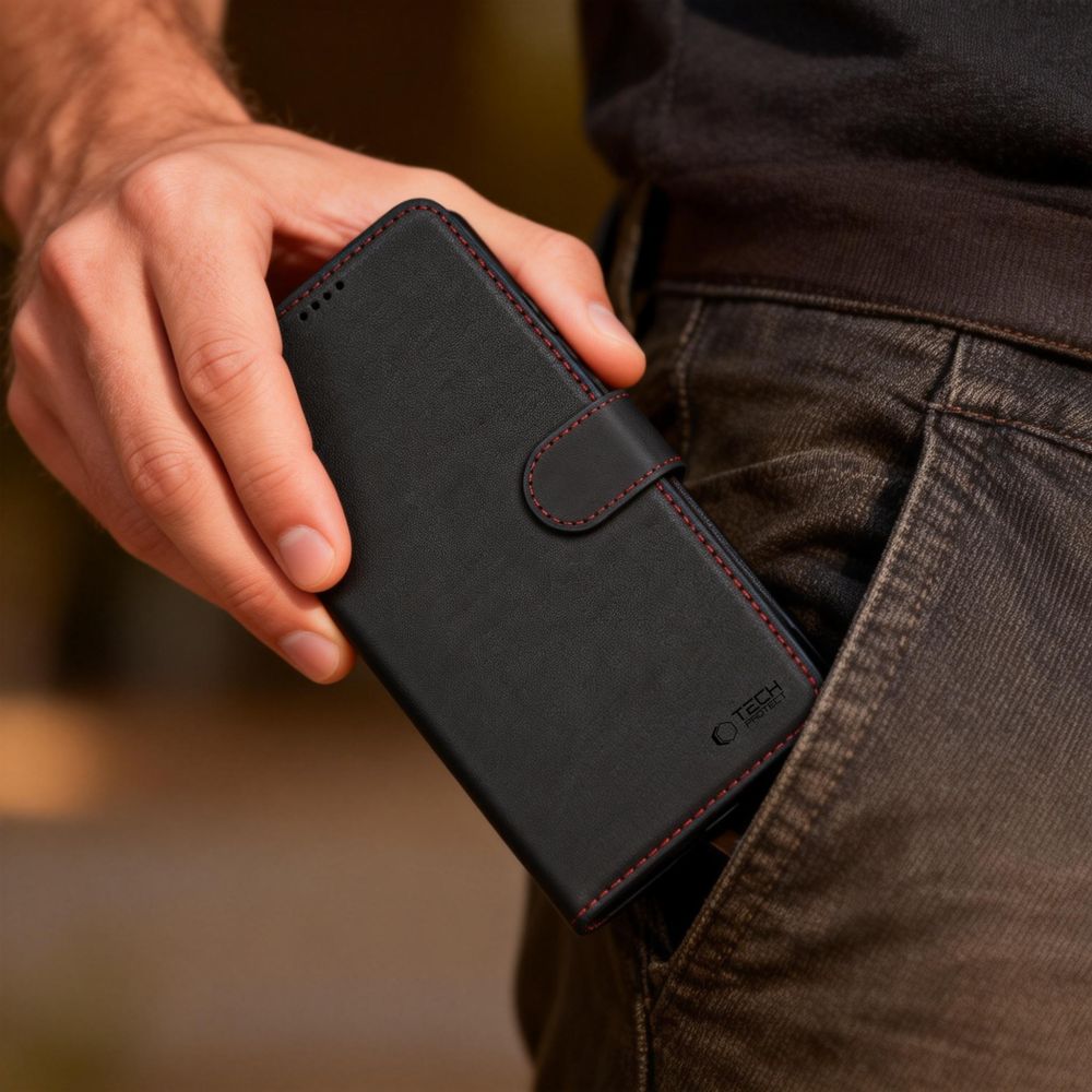 coque samsung galaxy a57 5g tech protect wallet noir rouge
