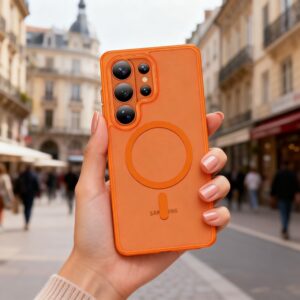 coque magmat magsafe pour samsung galaxy s26 ultra tech protect orange mat