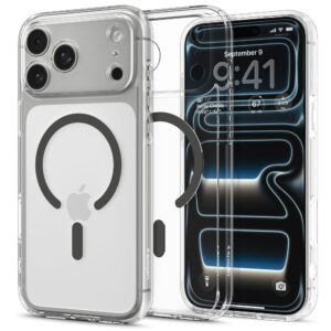 coque ultra hybrid mag magsafe pour iphone 17 pro spigen transparent/graphite