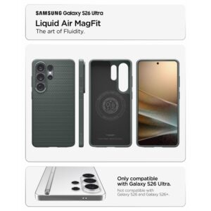 coque liquid air magsafe pour samsung galaxy s26 ultra spigen vert abyssal