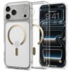 coque ultra hybrid mag magsafe pour iphone 17 pro spigen transparent/or