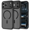 coque ultra hybrid mag magsafe pour iphone 17 pro spigen noir givré