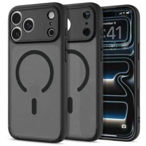 coque ultra hybrid mag magsafe pour iphone 17 pro spigen noir givré