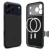 coque ultra hybrid ”t” mag magsafe pour iphone 17 pro spigen noir mat