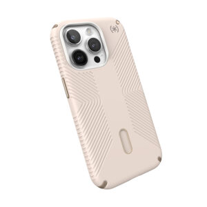 coque iphone 15 pro presidio2 grip clicklock magsafe speck beige