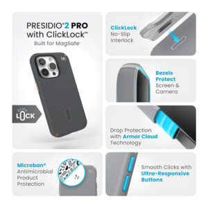 coque iphone 15 pro presidio2 pro magsafe speck anthracite