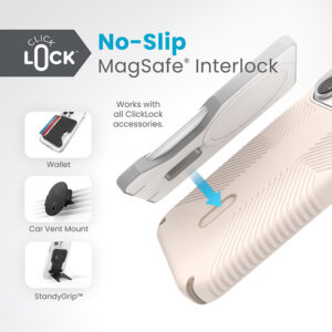 coque iphone 15 pro presidio2 grip clicklock magsafe speck beige