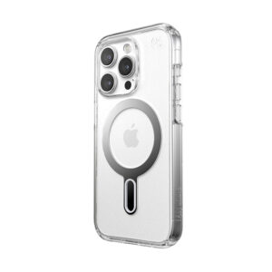 coque iphone 15 pro presidio perfect clear clicklock magsafe speck argent