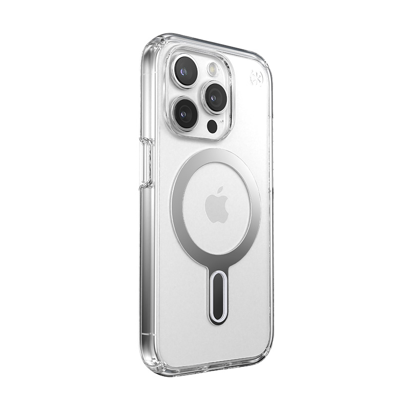 coque iphone 15 pro presidio perfect clear clicklock magsafe speck argent