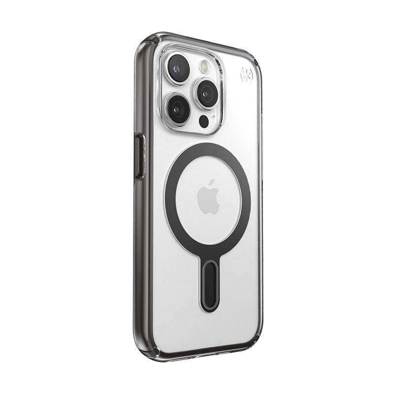 coque iphone 15 pro presidio perfect clear clicklock magsafe speck noir givré