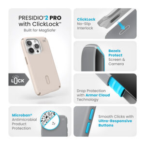 coque iphone 15 pro presidio2 pro magsafe speck beige