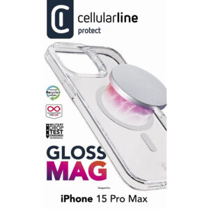 coque iphone 15 pro max gloss mag magsafe cellularline transparent