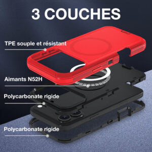 coque de protection rouge magsafe pour iphone 17 pro