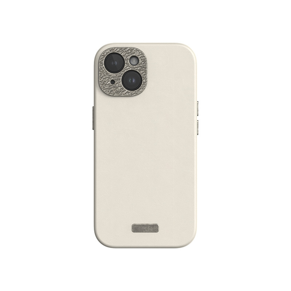 coque iphone 15 napa magsafe moshi blanc crème