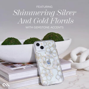 coque iphone 15 plus floral gems magsafe case mate or