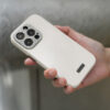 coque iphone 15 napa magsafe moshi blanc crème