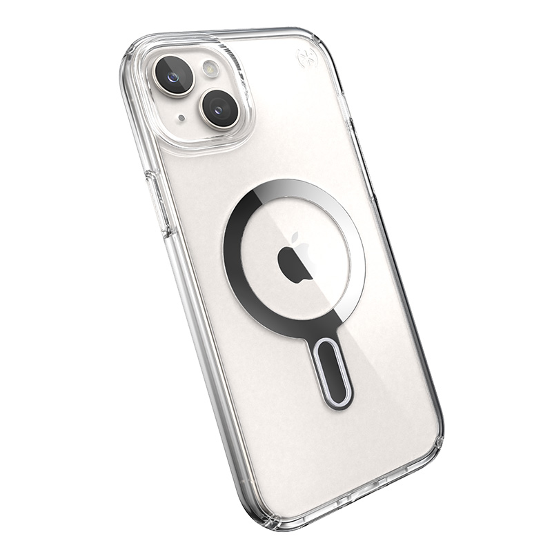 coque iphone 15 plus presidio perfect clear clicklock magsafe speck argent