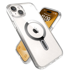 coque iphone 15 plus presidio perfect clear clicklock magsafe speck argent