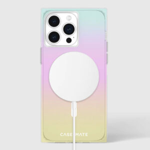coque iphone 15 pro max blox magsafe case mate arc en ciel givré