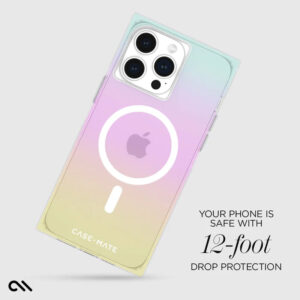 coque iphone 15 pro max blox magsafe case mate arc en ciel givré