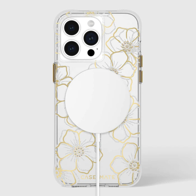 coque iphone 15 pro max floral gems magsafe case mate or