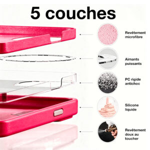 coque rose fluo et magsafe pour iphone 16 pro max
