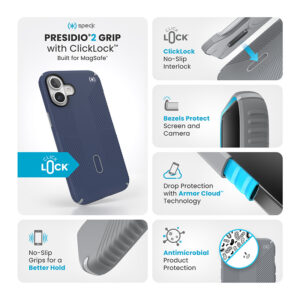 coque iphone 16 plus presidio2 grip speck bleu côtier