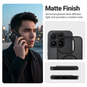 coque xiaomi 17 hybrid matte magnetic crong noir