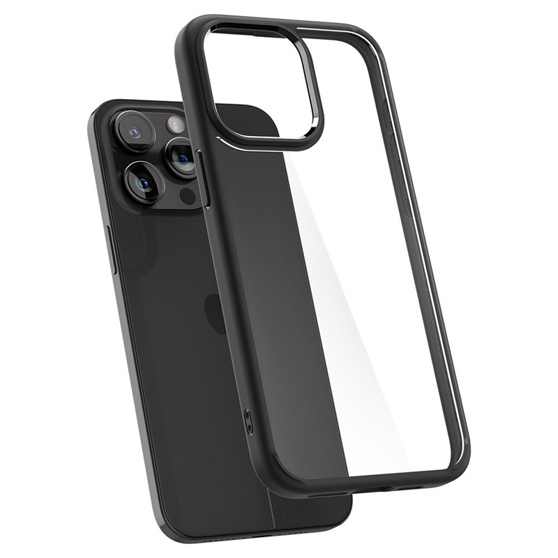 coque iphone 15 pro ultra hybrid spigen noir mat