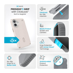 coque iphone 16 presidio2 grip speck blanc crème