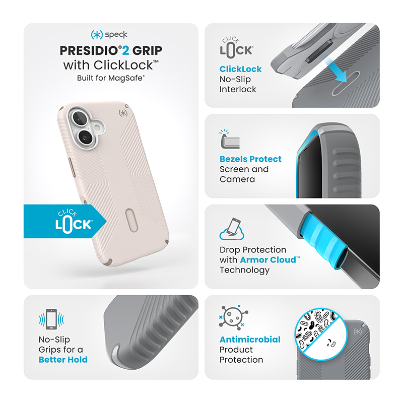 coque iphone 16 presidio2 grip speck blanc crème
