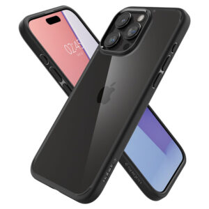 coque iphone 15 pro ultra hybrid spigen noir mat