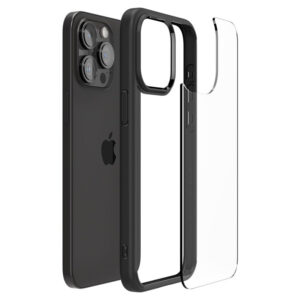 coque iphone 15 pro ultra hybrid spigen noir mat