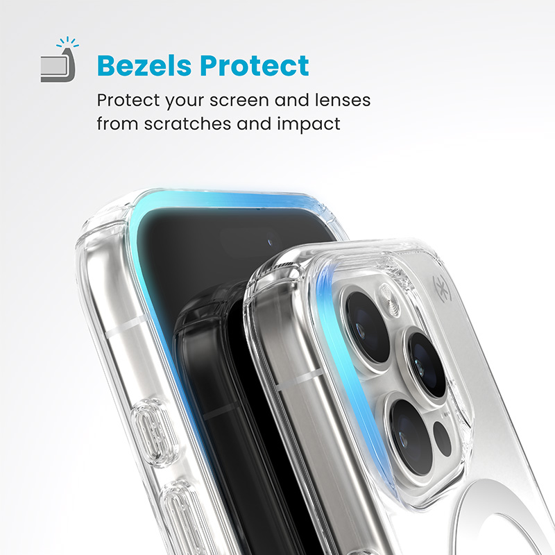 coque iphone 16 pro presidio perfect clear speck transparent chrome finish