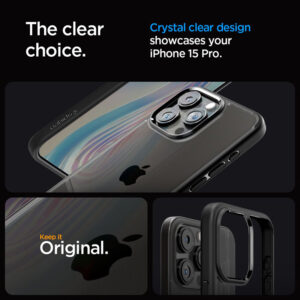 coque iphone 15 pro ultra hybrid spigen noir mat