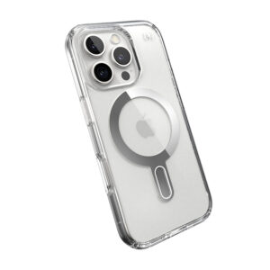 coque iphone 16 pro presidio perfect clear speck transparent chrome finish