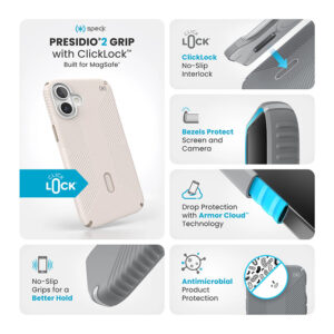 coque iphone 16 plus presidio2 grip speck blanc crème