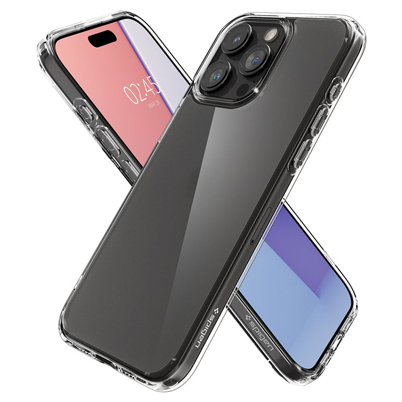 coque iphone 15 pro ultra hybrid spigen fumé