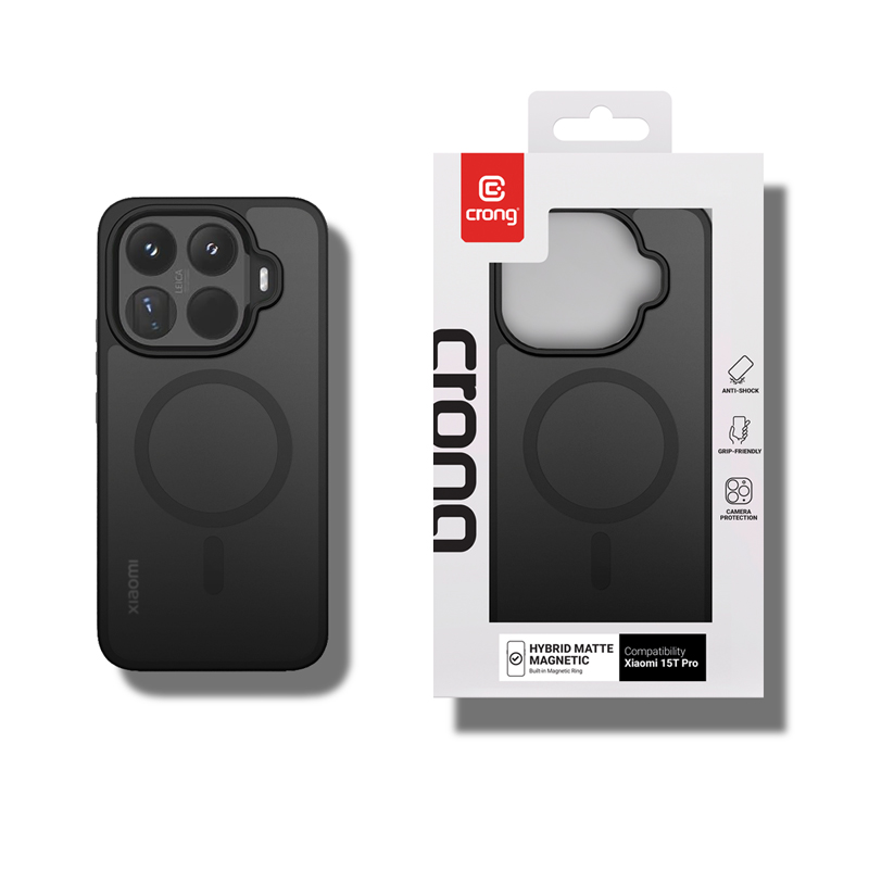 coque xiaomi 15t pro hybrid matte magnetic crong noir