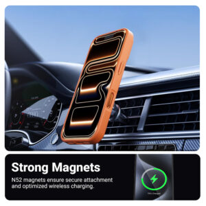 coque iphone 17 pro hybrid matte magnetic crong orange