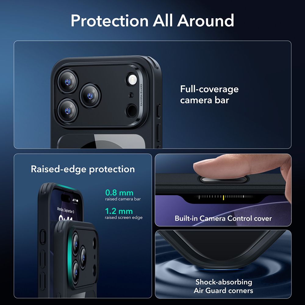 coque iphone 17 pro esr classic hybrid transparent/noir